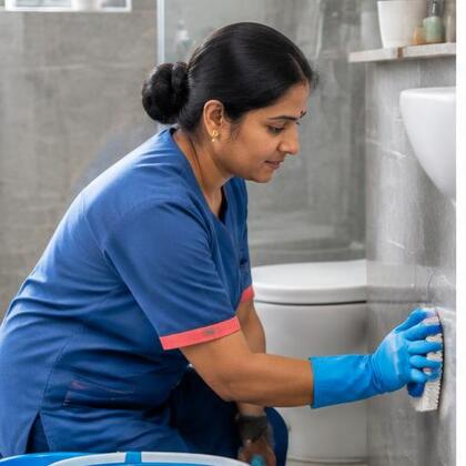 Home cleaning professional at work